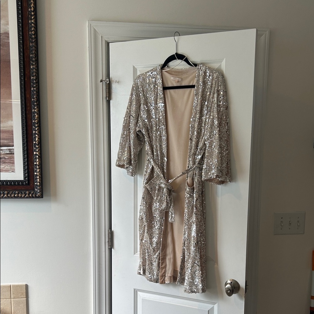 sequin sparkle covered jacket with tie closure